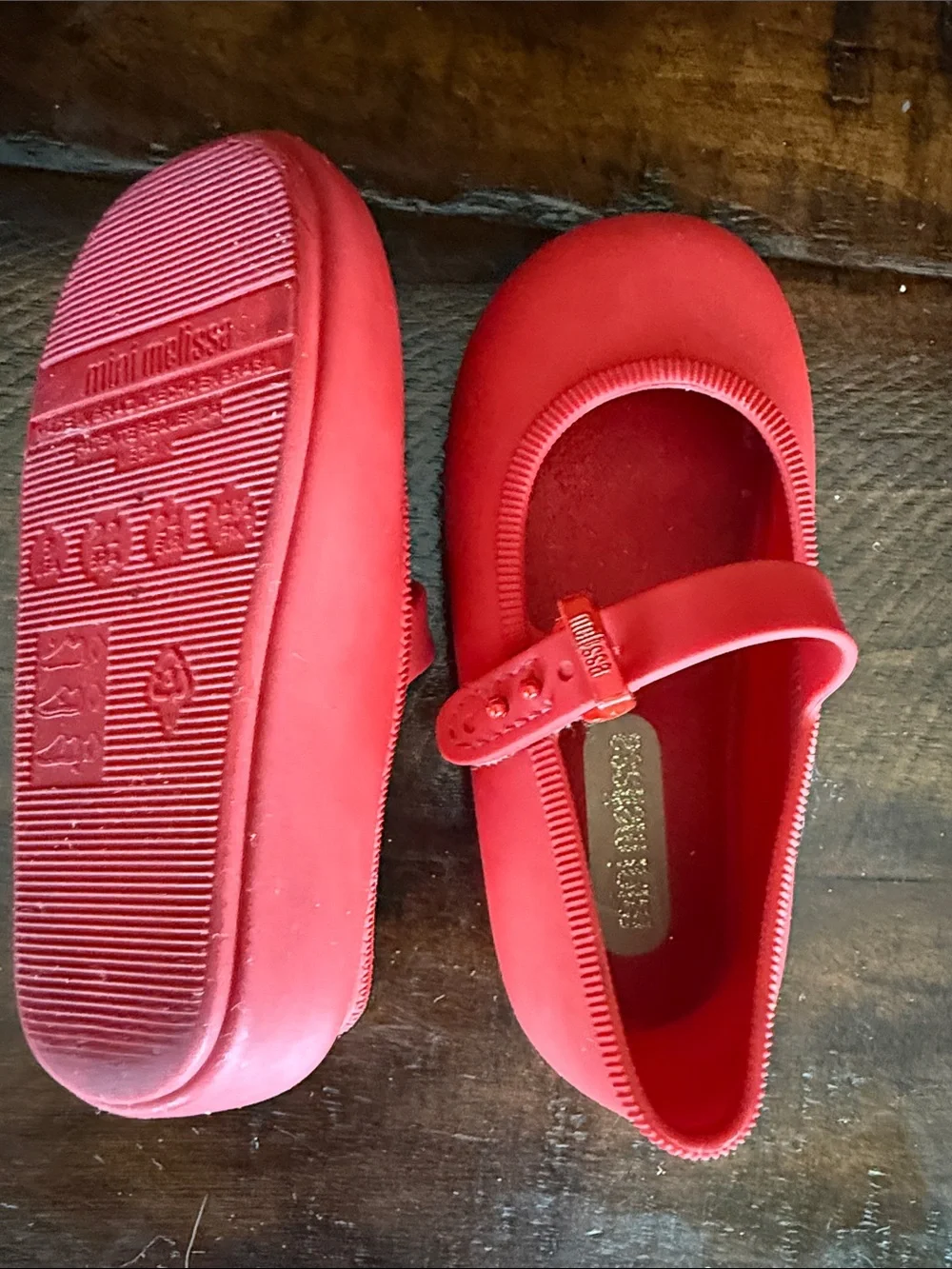 Mini Melissa Kids Mary Jane Ballet Flats - Matte Red
